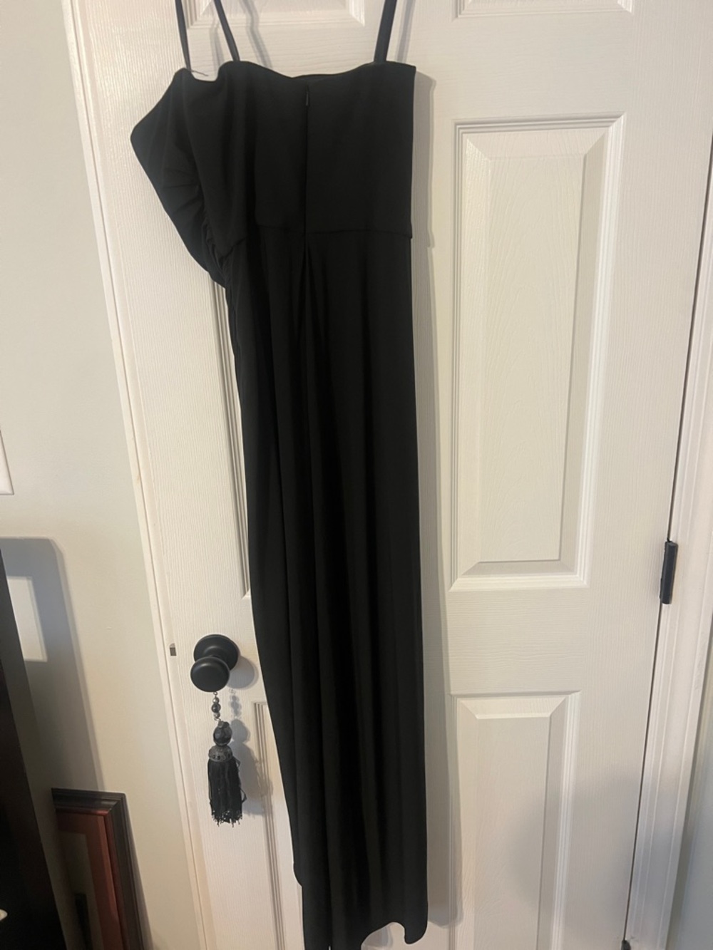 La Femme Black Strapless Draped Evening Gown - Picture 5 of 5